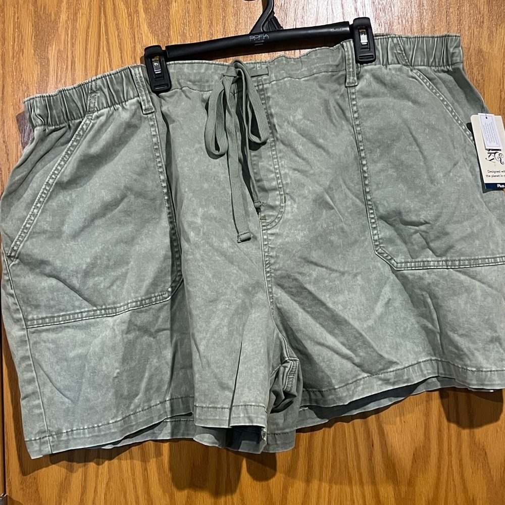 Terra & Sky Women's Plus Size Pull On Denim Shorts, 5" Inseam, - Picture 2 of 6